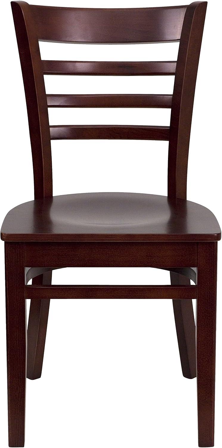 imageFlash Furniture HERCULES Series Ladder Back Mahogany Wood Restaurant Chair Burgundy Vinyl SeatMahogany Wood SeatMahogany Wood Frame