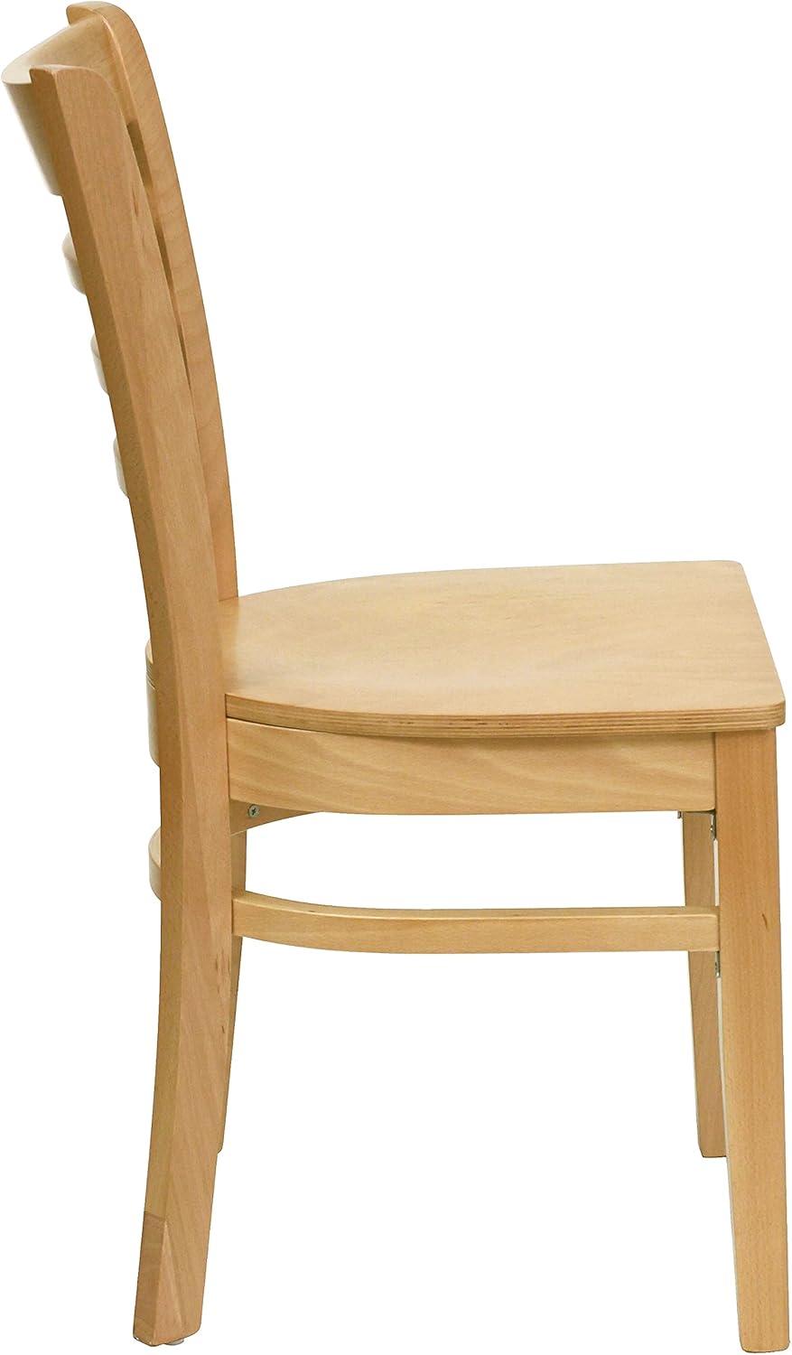 imageFlash Furniture HERCULES Series Ladder Back Mahogany Wood Restaurant Chair Burgundy Vinyl SeatNatural Wood SeatNatural Wood Frame