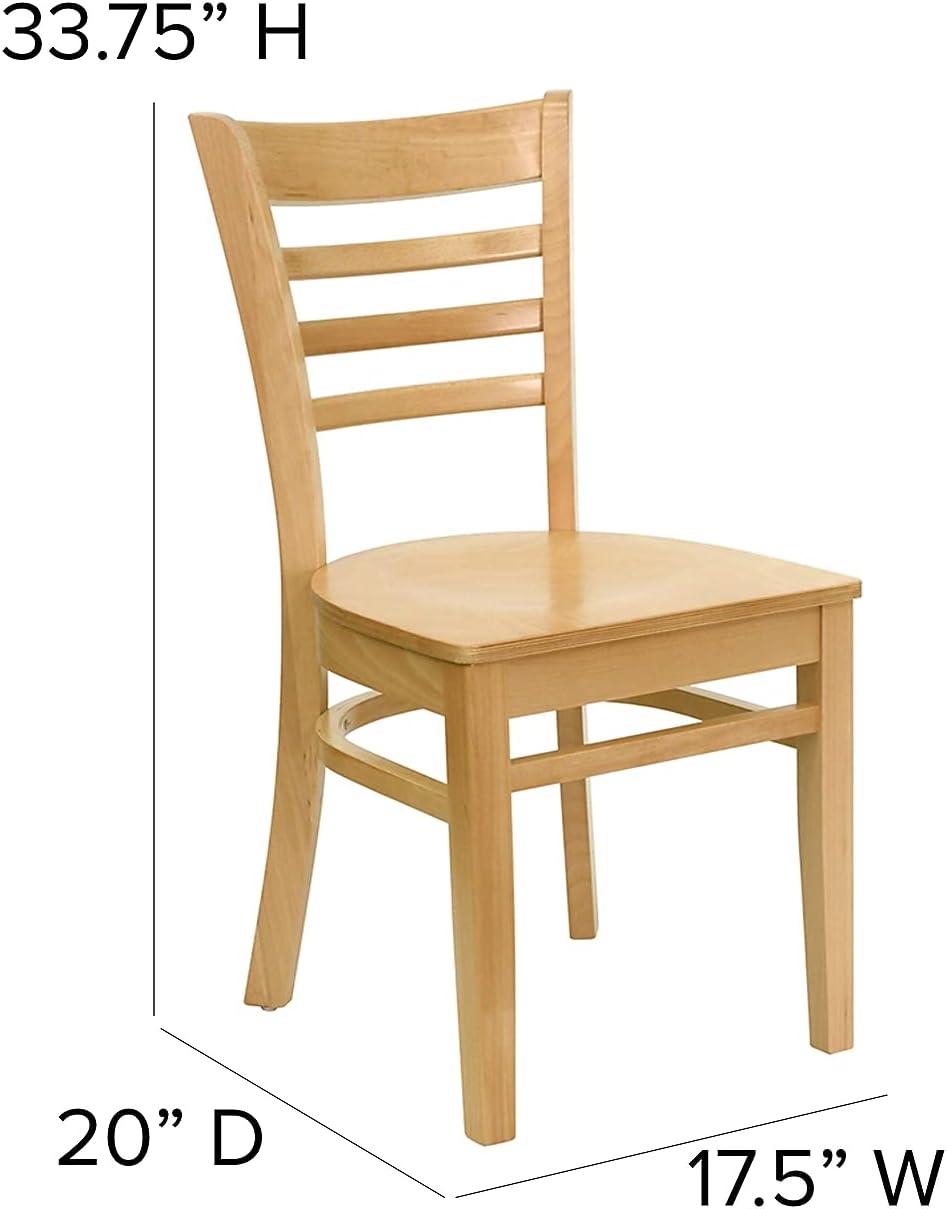 imageFlash Furniture HERCULES Series Ladder Back Mahogany Wood Restaurant Chair Burgundy Vinyl SeatNatural Wood SeatNatural Wood Frame