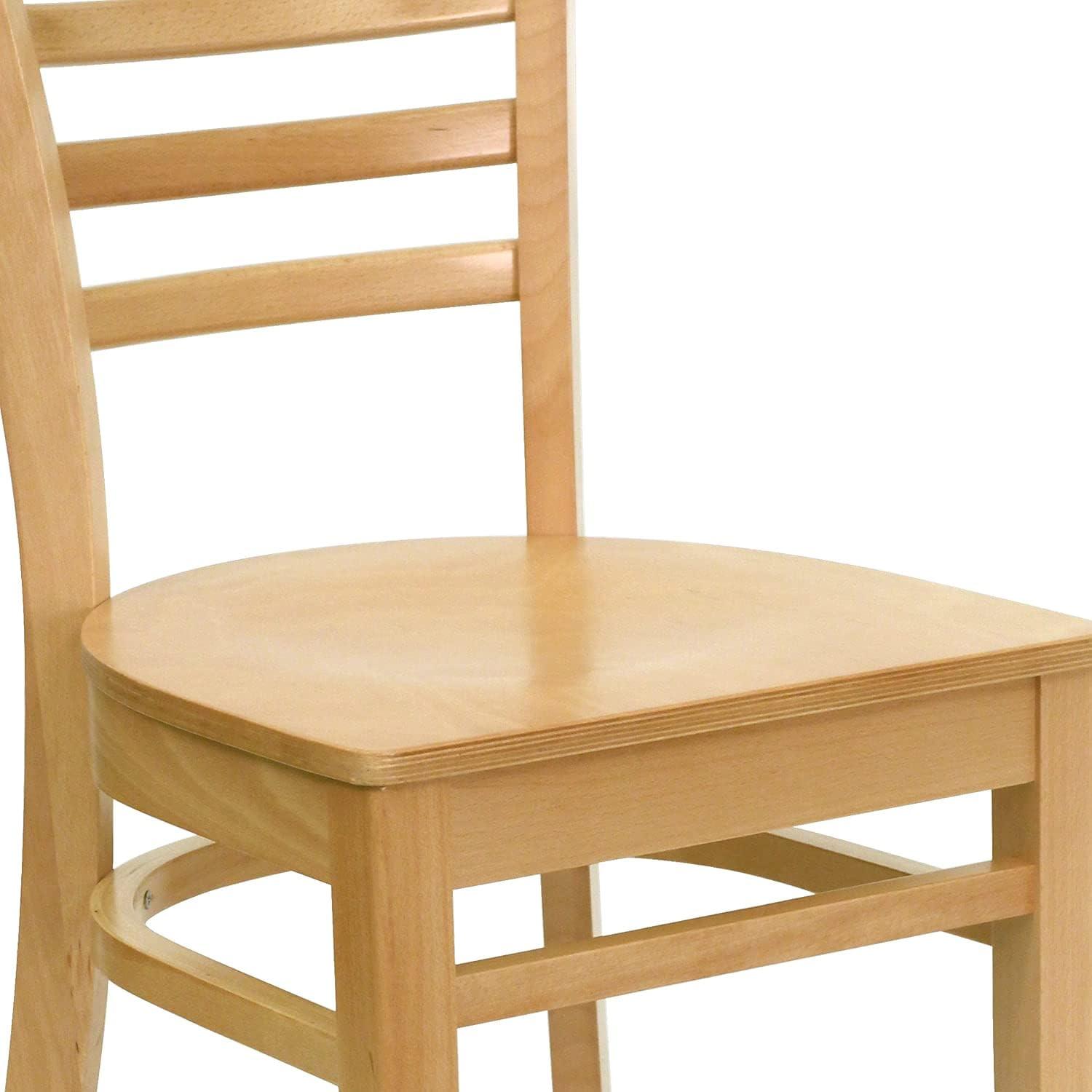 imageFlash Furniture HERCULES Series Ladder Back Mahogany Wood Restaurant Chair Burgundy Vinyl SeatNatural Wood SeatNatural Wood Frame