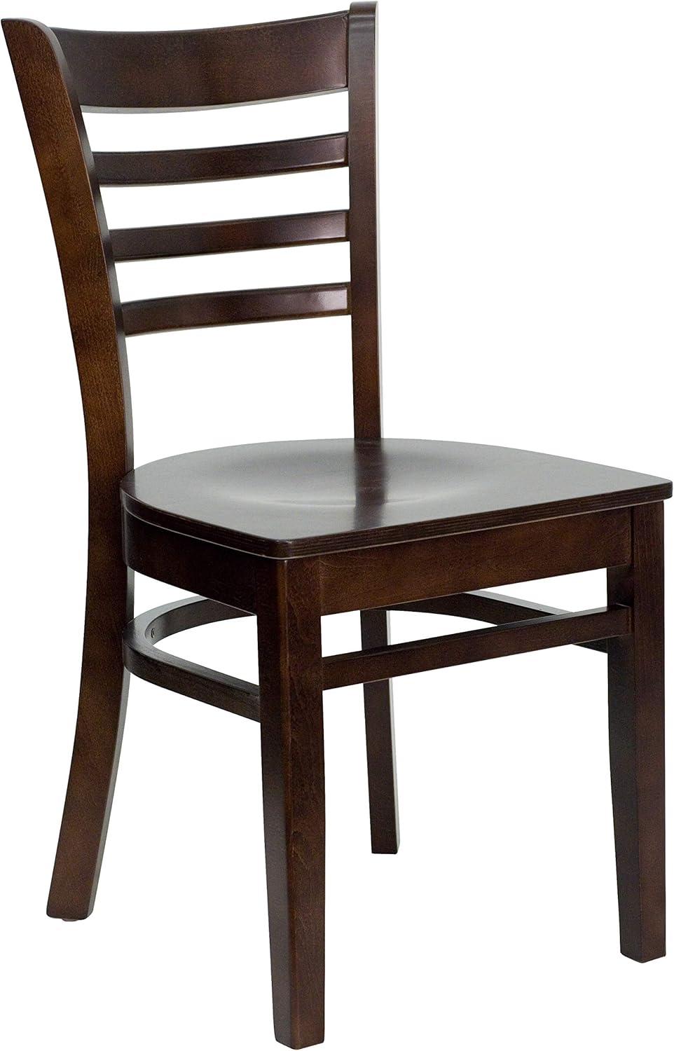 imageFlash Furniture HERCULES Series Ladder Back Mahogany Wood Restaurant Chair Burgundy Vinyl SeatWalnut Wood SeatWalnut Wood Frame