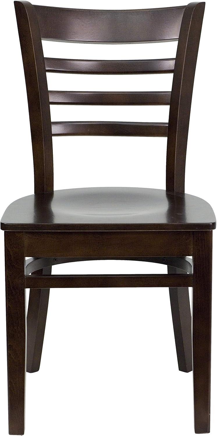 imageFlash Furniture HERCULES Series Ladder Back Mahogany Wood Restaurant Chair Burgundy Vinyl SeatWalnut Wood SeatWalnut Wood Frame