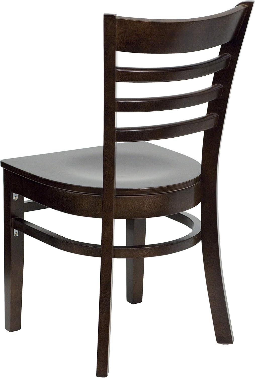 imageFlash Furniture HERCULES Series Ladder Back Mahogany Wood Restaurant Chair Burgundy Vinyl SeatWalnut Wood SeatWalnut Wood Frame
