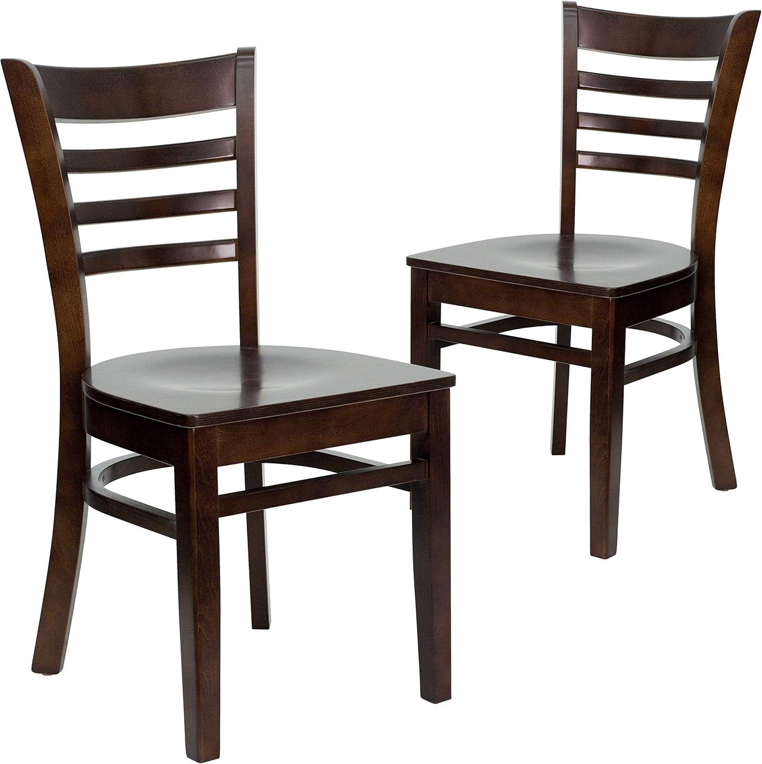 imageFlash Furniture HERCULES Series Ladder Back Mahogany Wood Restaurant Chair Burgundy Vinyl SeatWalnut Wood SeatWalnut Wood Frame