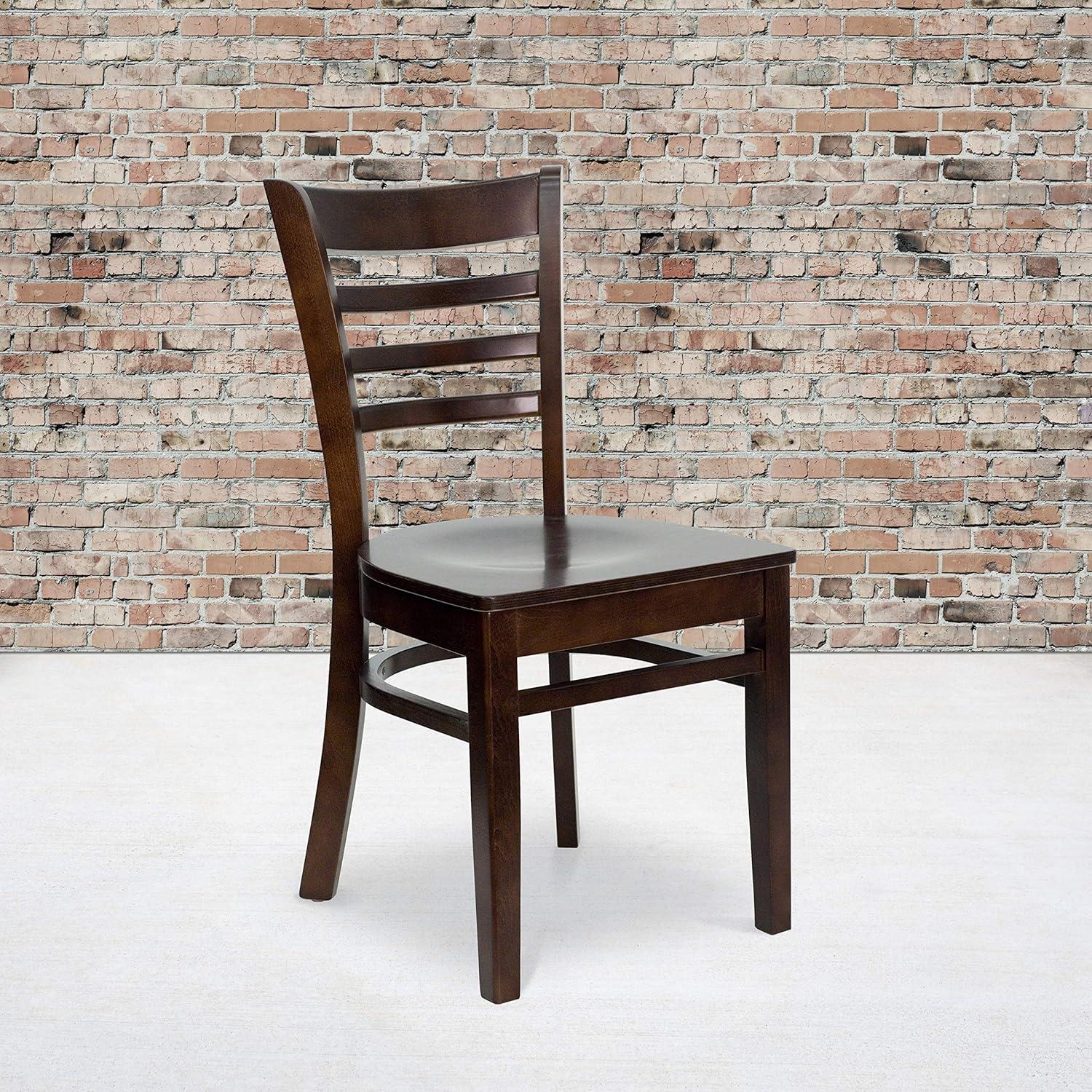 imageFlash Furniture HERCULES Series Ladder Back Mahogany Wood Restaurant Chair Burgundy Vinyl SeatWalnut Wood SeatWalnut Wood Frame