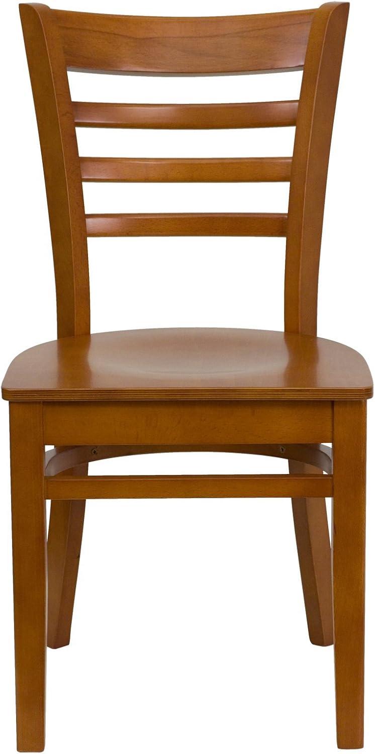 imageFlash Furniture HERCULES Series Ladder Back Mahogany Wood Restaurant Chair Burgundy Vinyl SeatWalnut Wood SeatWalnut Wood Frame