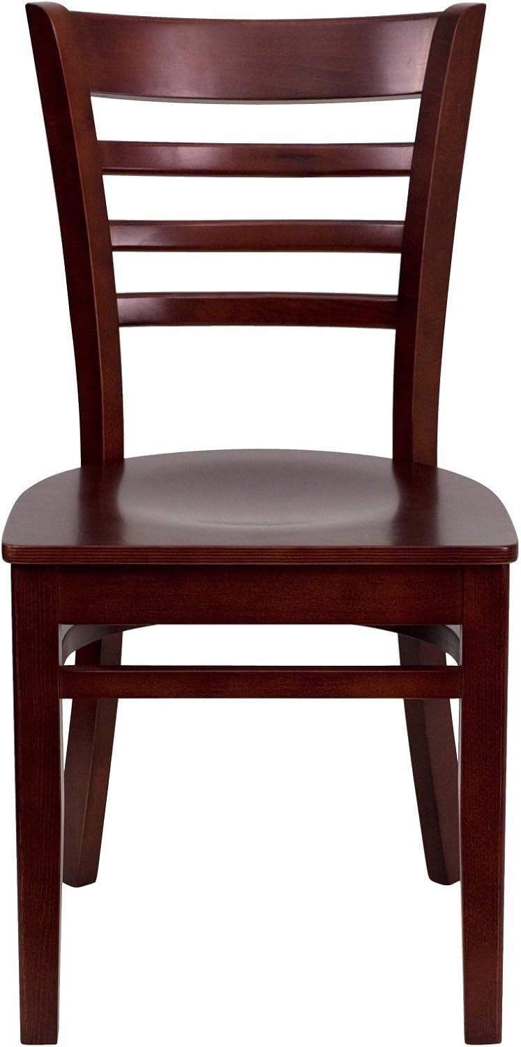 imageFlash Furniture HERCULES Series Ladder Back Mahogany Wood Restaurant Chair Burgundy Vinyl SeatWalnut Wood SeatWalnut Wood Frame
