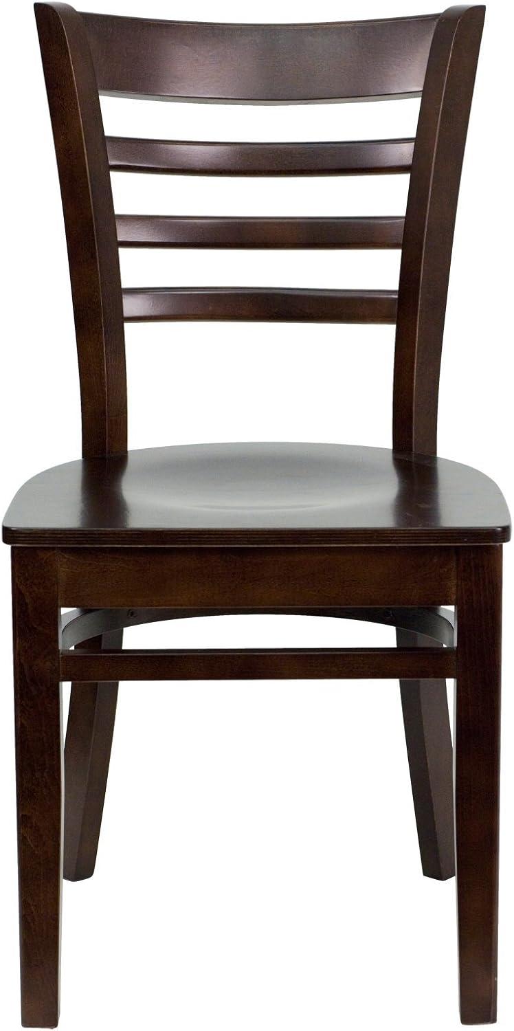 imageFlash Furniture HERCULES Series Ladder Back Mahogany Wood Restaurant Chair Burgundy Vinyl SeatWalnut Wood SeatWalnut Wood Frame
