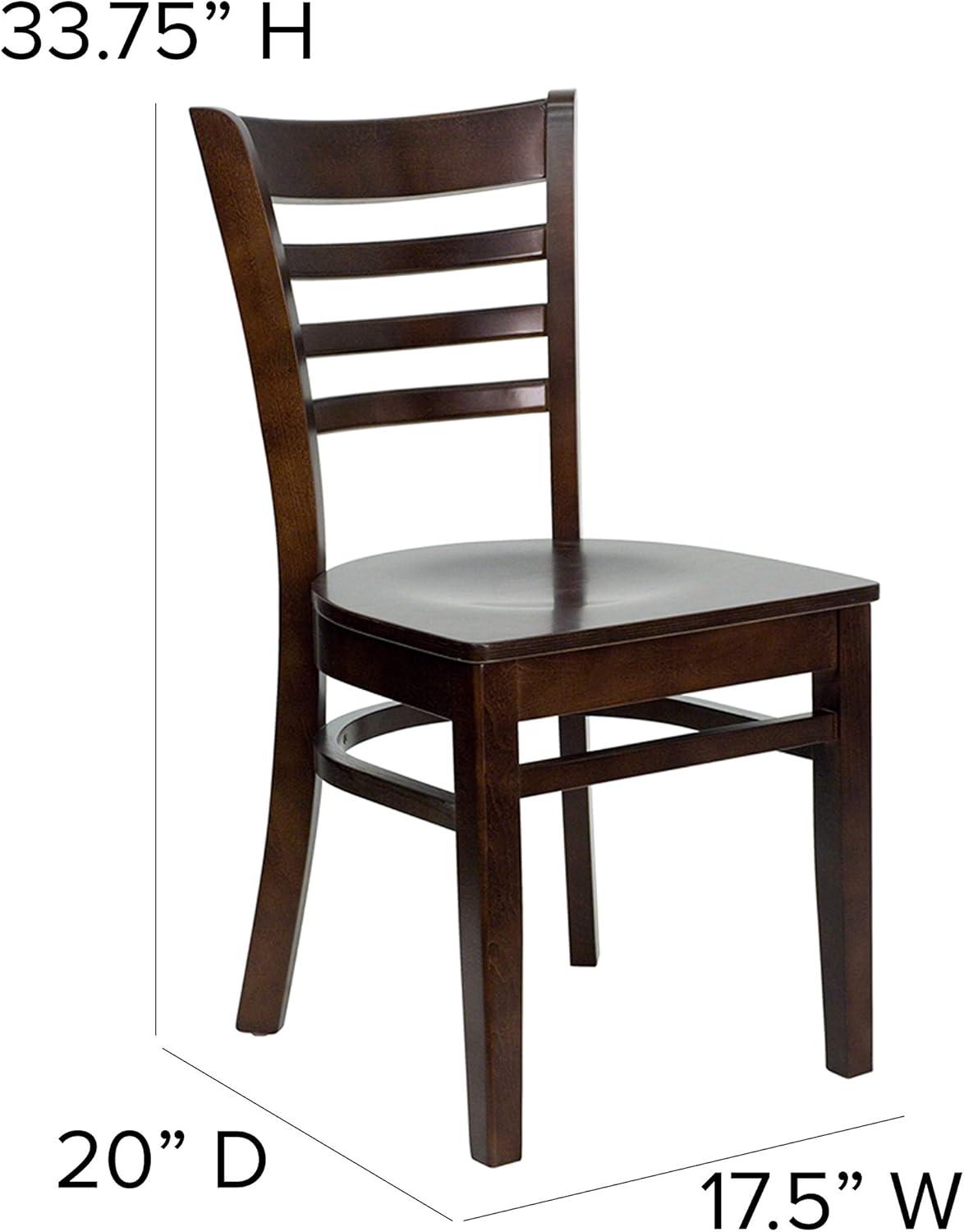 imageFlash Furniture HERCULES Series Ladder Back Mahogany Wood Restaurant Chair Burgundy Vinyl SeatWalnut Wood SeatWalnut Wood Frame