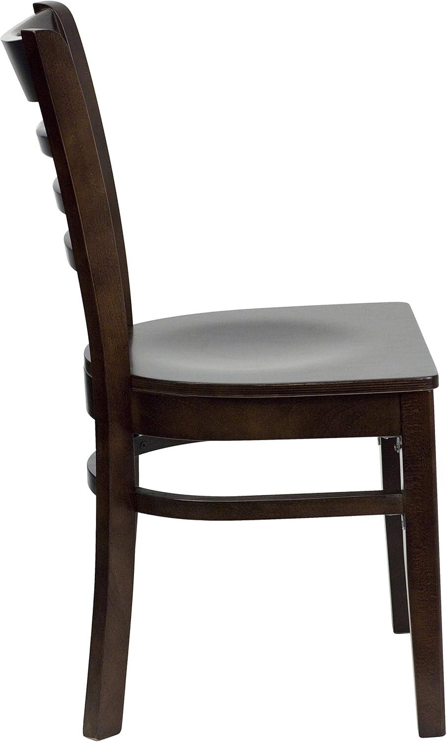 imageFlash Furniture HERCULES Series Ladder Back Mahogany Wood Restaurant Chair Burgundy Vinyl SeatWalnut Wood SeatWalnut Wood Frame