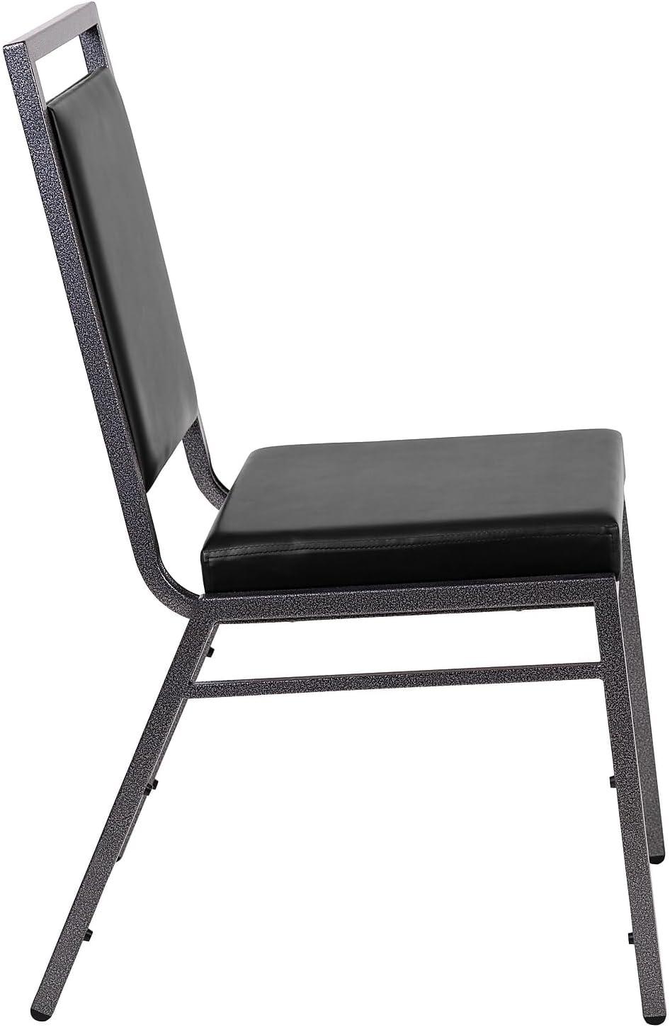 imageFlash Furniture HERCULES Series Square Back Stacking Banquet Chair in Dark Gray Fabric with Silvervein FrameBlack VinylSilver Vein Frame
