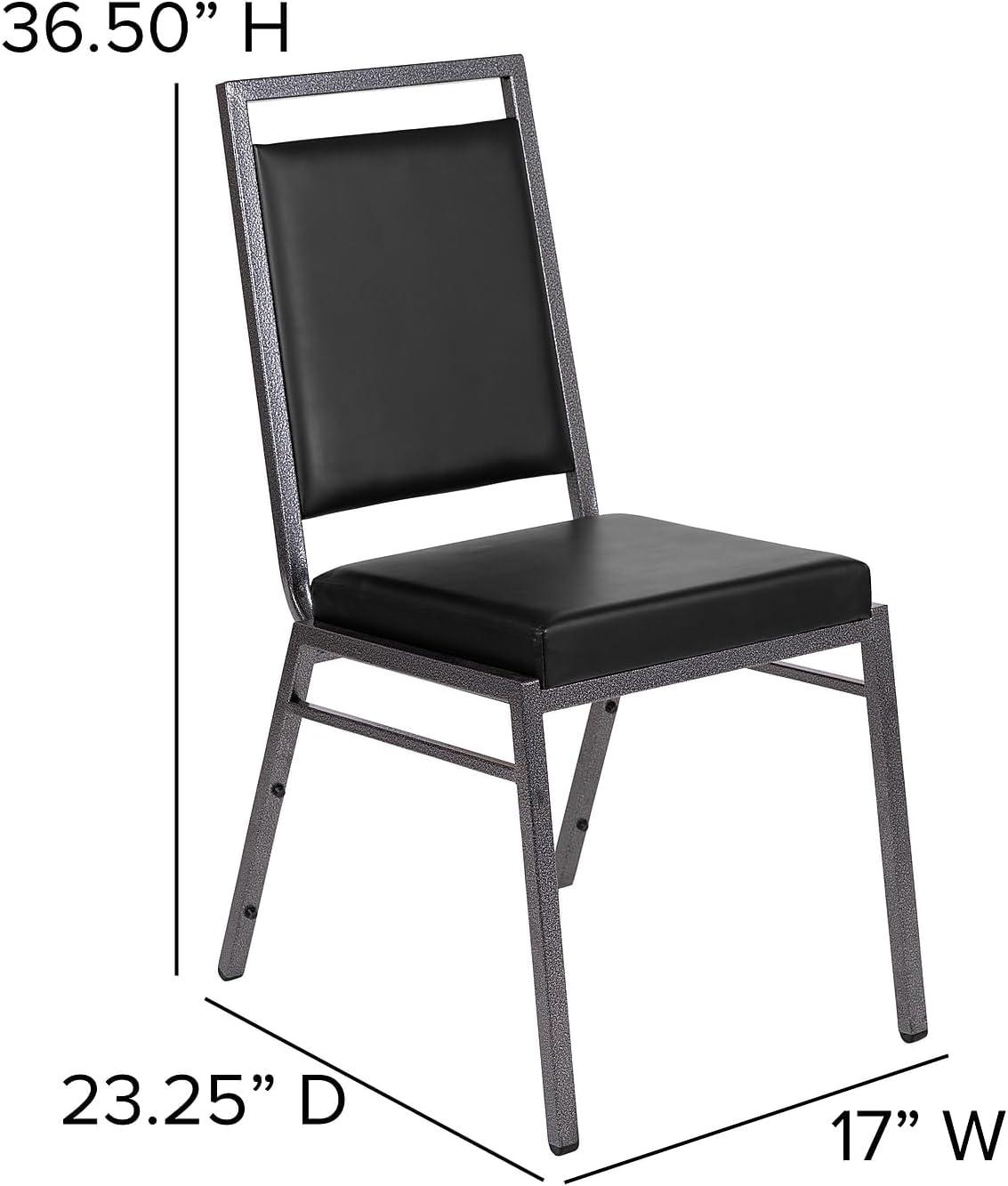 imageFlash Furniture HERCULES Series Square Back Stacking Banquet Chair in Dark Gray Fabric with Silvervein FrameBlack VinylSilver Vein Frame