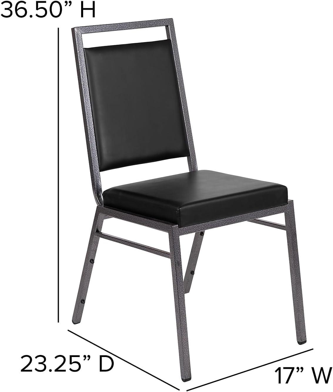 imageFlash Furniture HERCULES Series Square Back Stacking Banquet Chair in Dark Gray Fabric with Silvervein FrameBlack VinylSilver Vein Frame