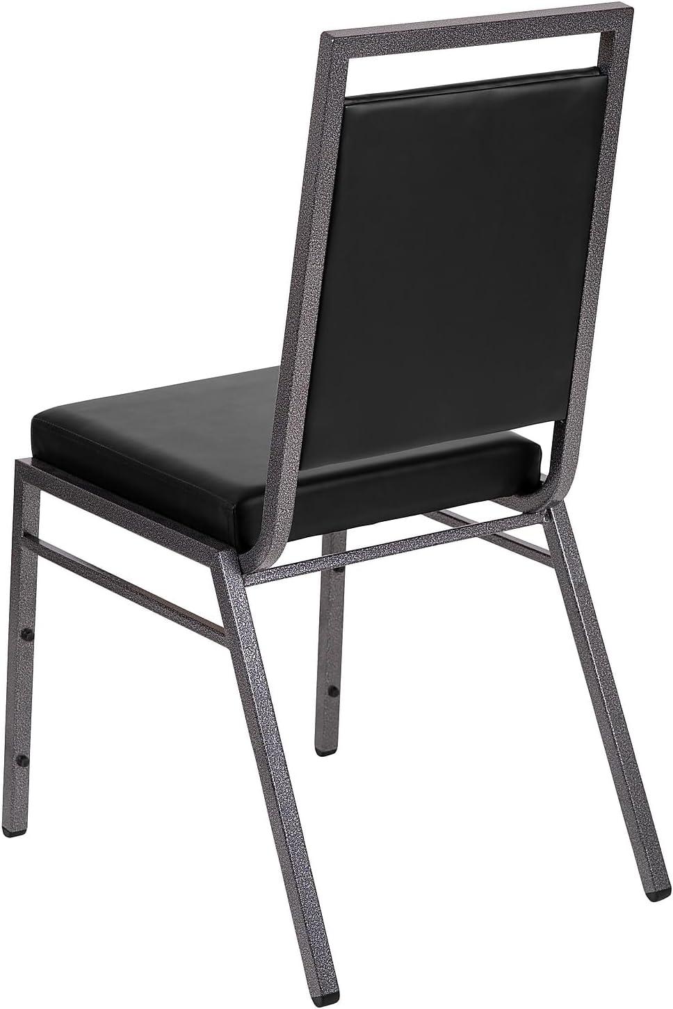 imageFlash Furniture HERCULES Series Square Back Stacking Banquet Chair in Dark Gray Fabric with Silvervein FrameBlack VinylSilver Vein Frame