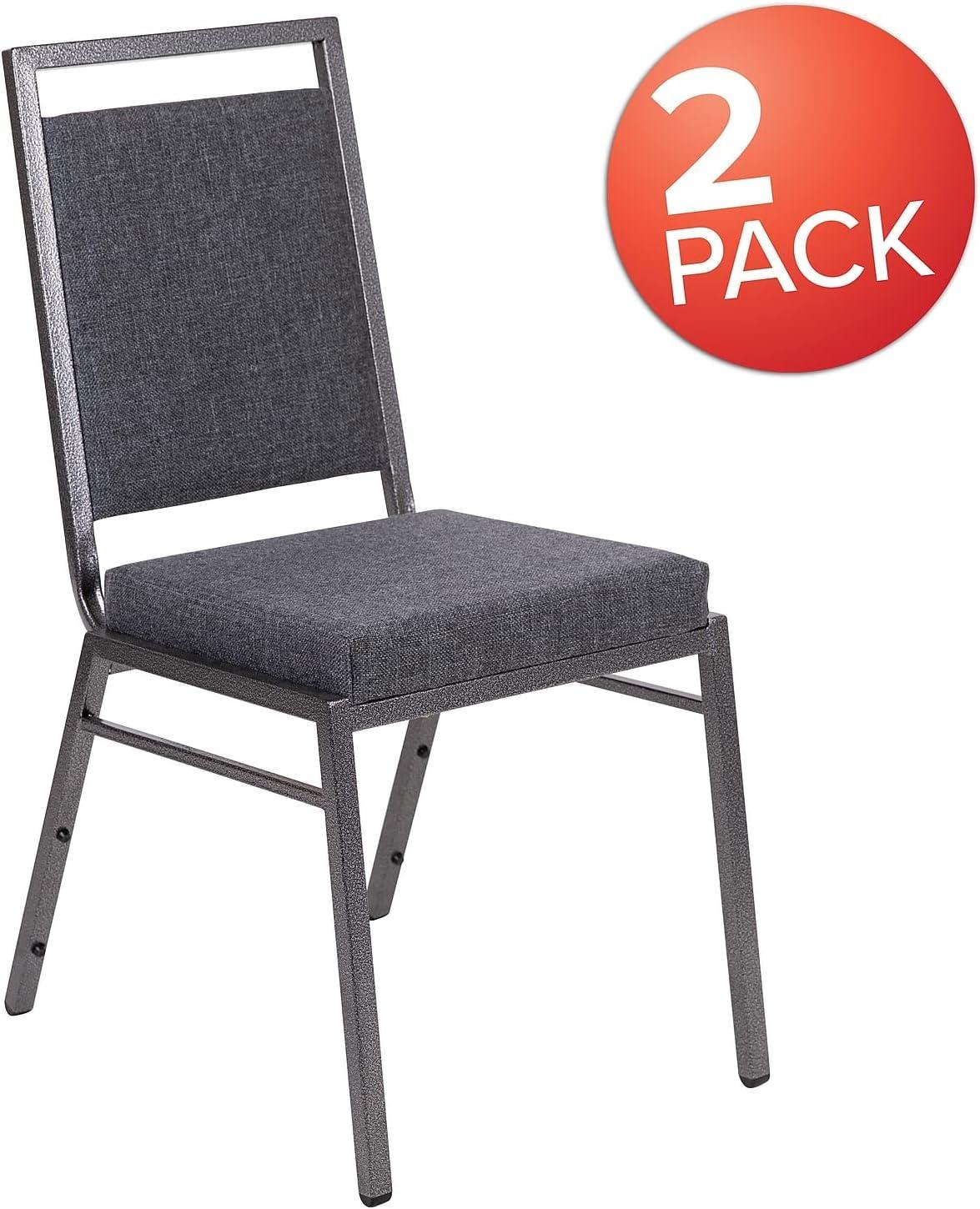 imageFlash Furniture HERCULES Series Square Back Stacking Banquet Chair in Dark Gray Fabric with Silvervein FrameDark Gray FabricSilver Vein Frame