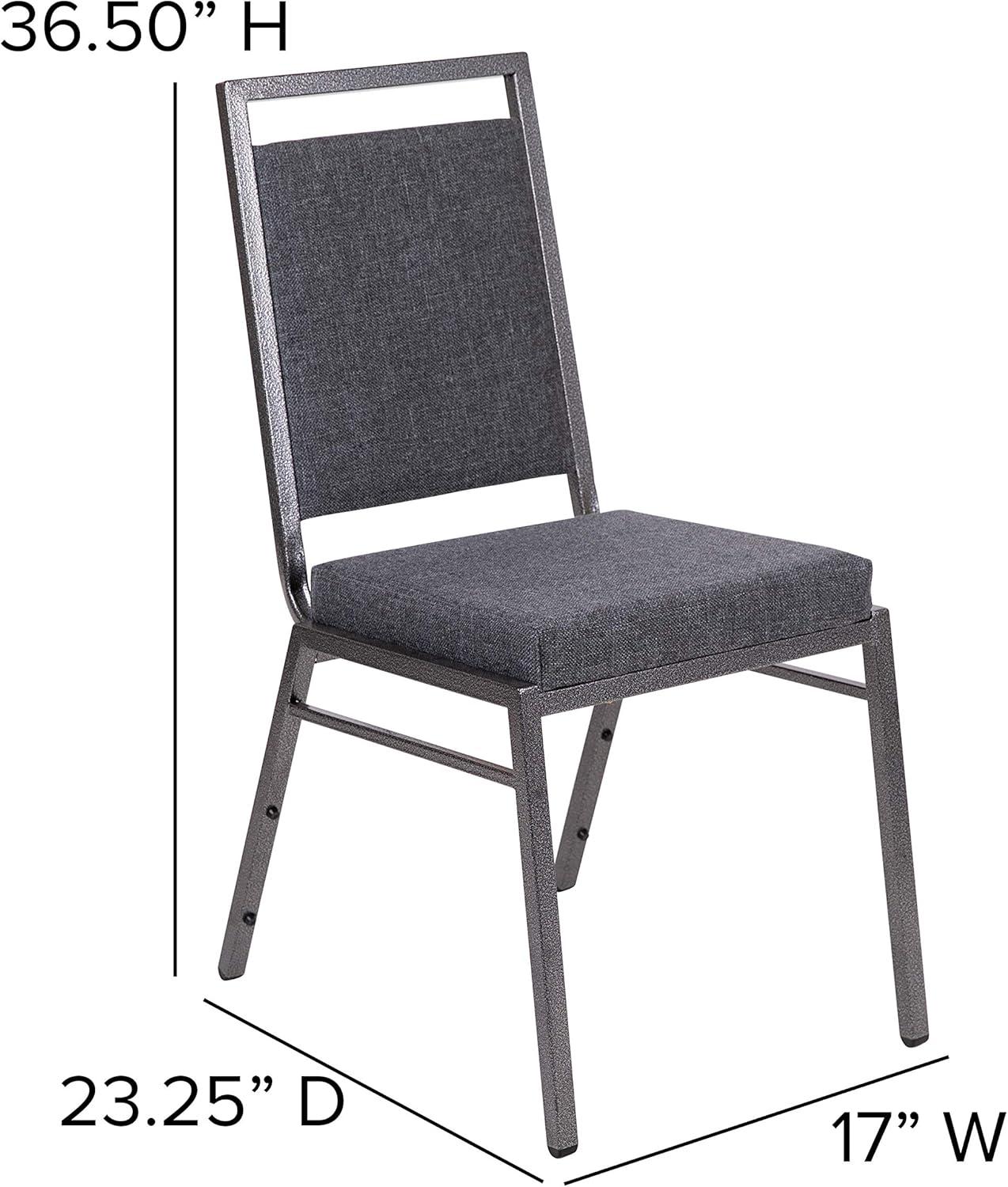 imageFlash Furniture HERCULES Series Square Back Stacking Banquet Chair in Dark Gray Fabric with Silvervein FrameDark Gray FabricSilver Vein Frame