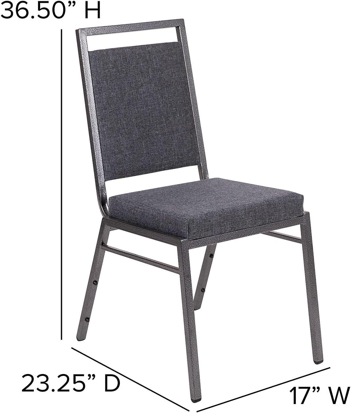 imageFlash Furniture HERCULES Series Square Back Stacking Banquet Chair in Dark Gray Fabric with Silvervein FrameDark Gray FabricSilver Vein Frame