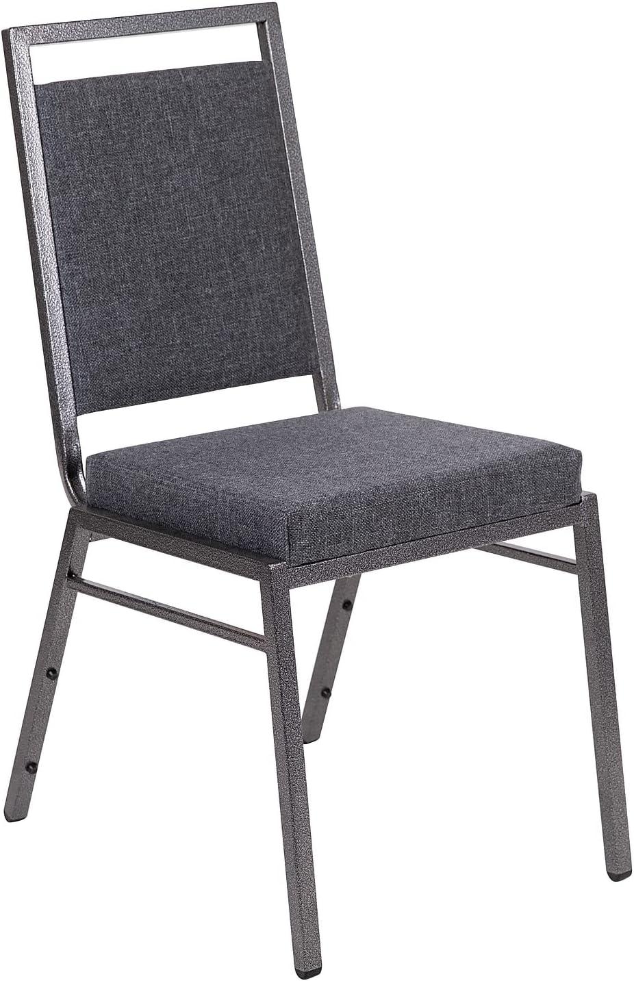 imageFlash Furniture HERCULES Series Square Back Stacking Banquet Chair in Dark Gray Fabric with Silvervein FrameDark Gray FabricSilver Vein Frame