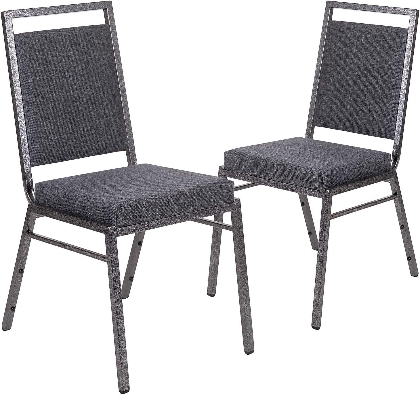imageFlash Furniture HERCULES Series Square Back Stacking Banquet Chair in Dark Gray Fabric with Silvervein FrameDark Gray FabricSilver Vein Frame
