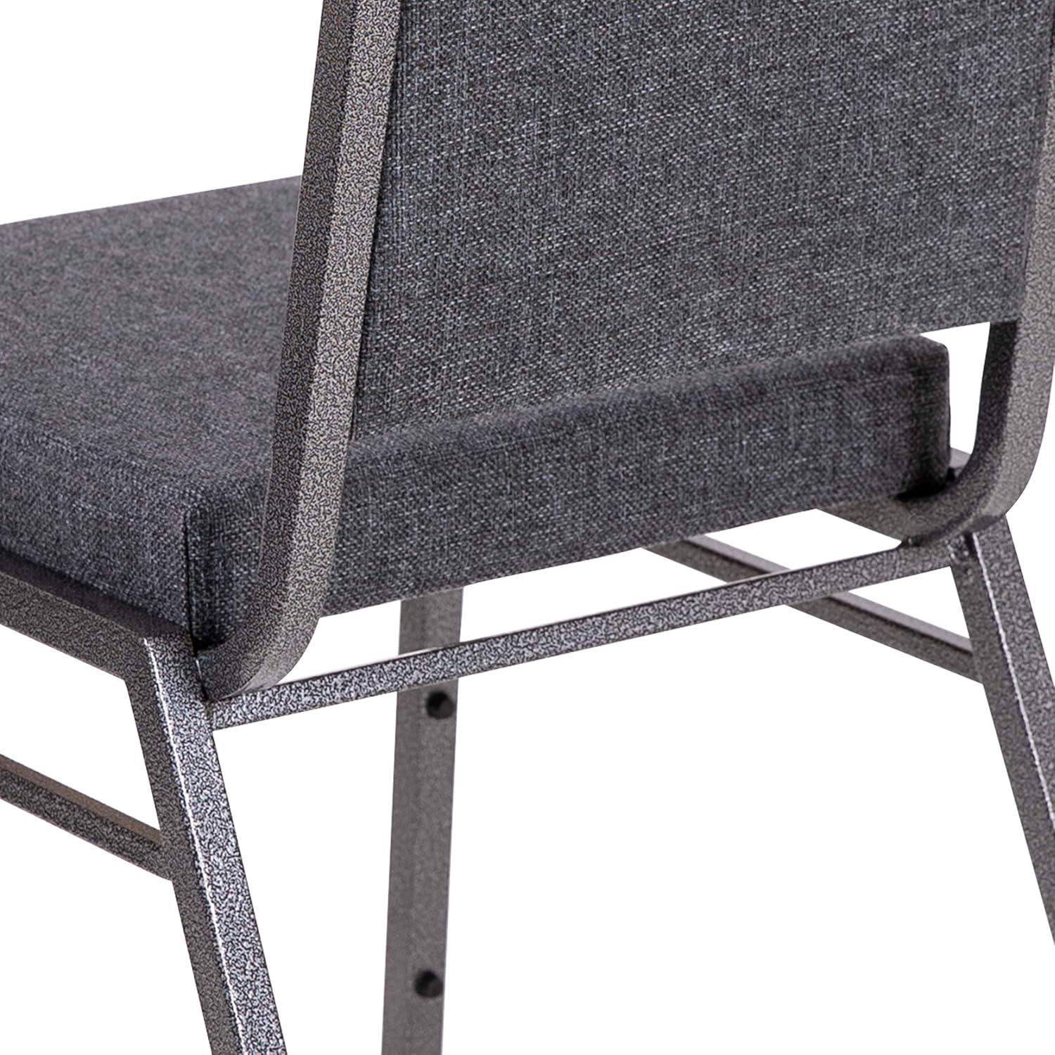 imageFlash Furniture HERCULES Series Square Back Stacking Banquet Chair in Dark Gray Fabric with Silvervein FrameDark Gray FabricSilver Vein Frame