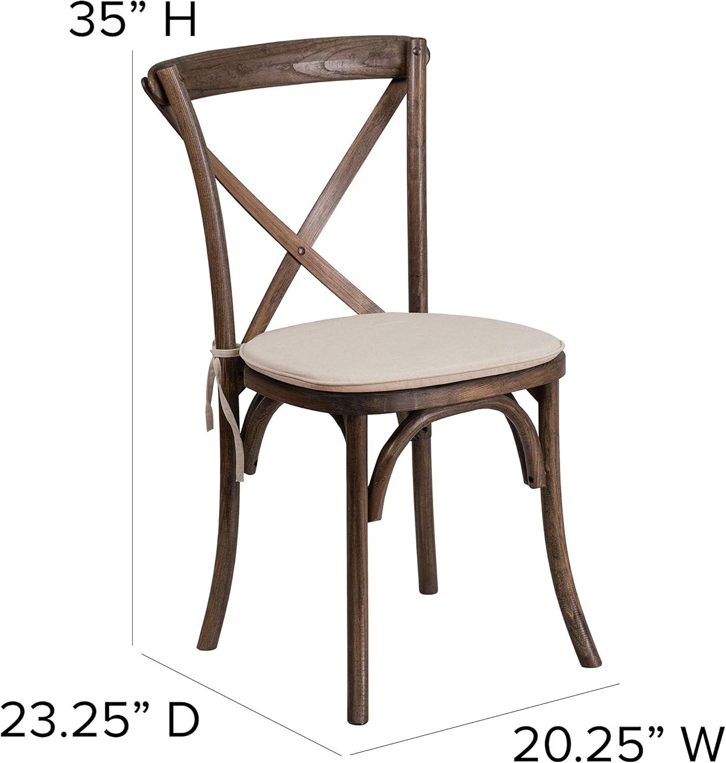 imageFlash Furniture HERCULES Series Stackable Early American Wood Cross Back Chair with CushionEarly American