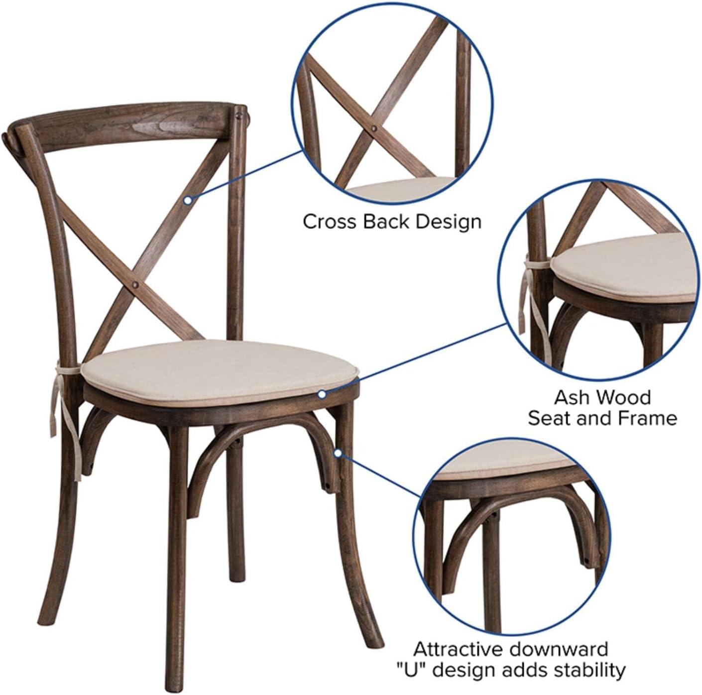 imageFlash Furniture HERCULES Series Stackable Early American Wood Cross Back Chair with CushionEarly American