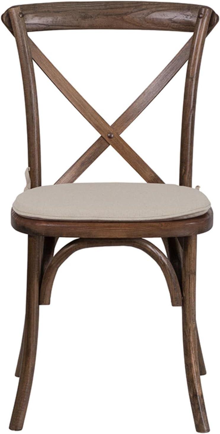 imageFlash Furniture HERCULES Series Stackable Early American Wood Cross Back Chair with CushionEarly American