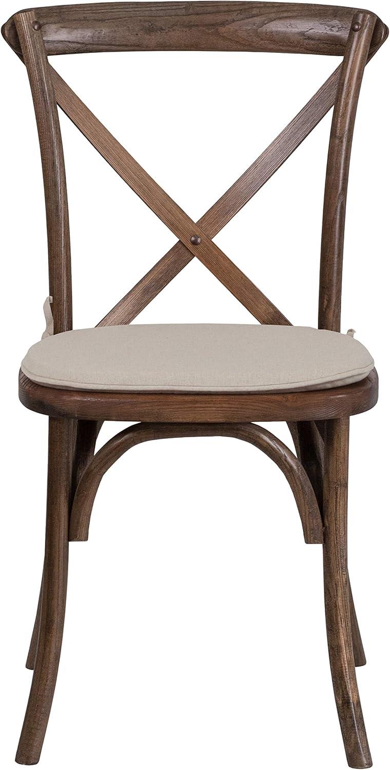 imageFlash Furniture HERCULES Series Stackable Early American Wood Cross Back Chair with CushionEarly American