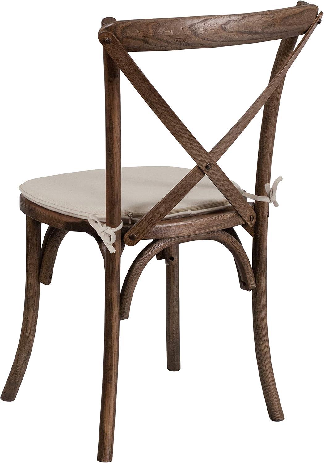 imageFlash Furniture HERCULES Series Stackable Early American Wood Cross Back Chair with CushionEarly American