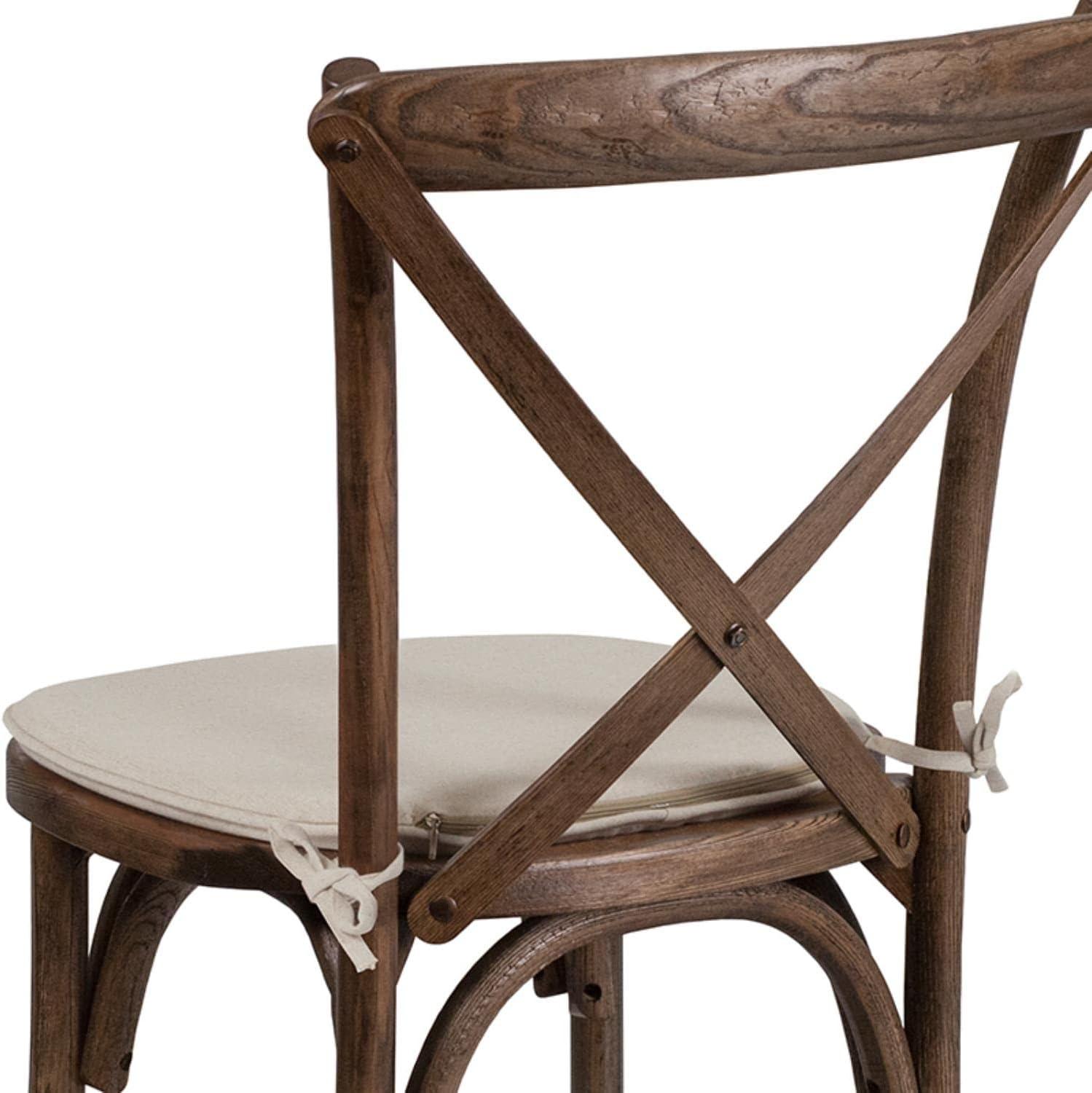 imageFlash Furniture HERCULES Series Stackable Early American Wood Cross Back Chair with CushionEarly American