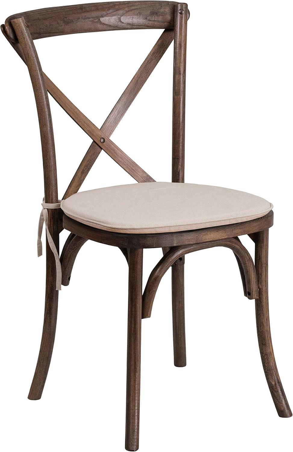 imageFlash Furniture HERCULES Series Stackable Early American Wood Cross Back Chair with CushionEarly American