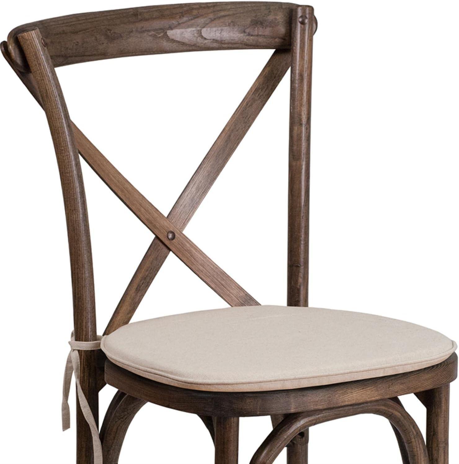 imageFlash Furniture HERCULES Series Stackable Early American Wood Cross Back Chair with CushionEarly American