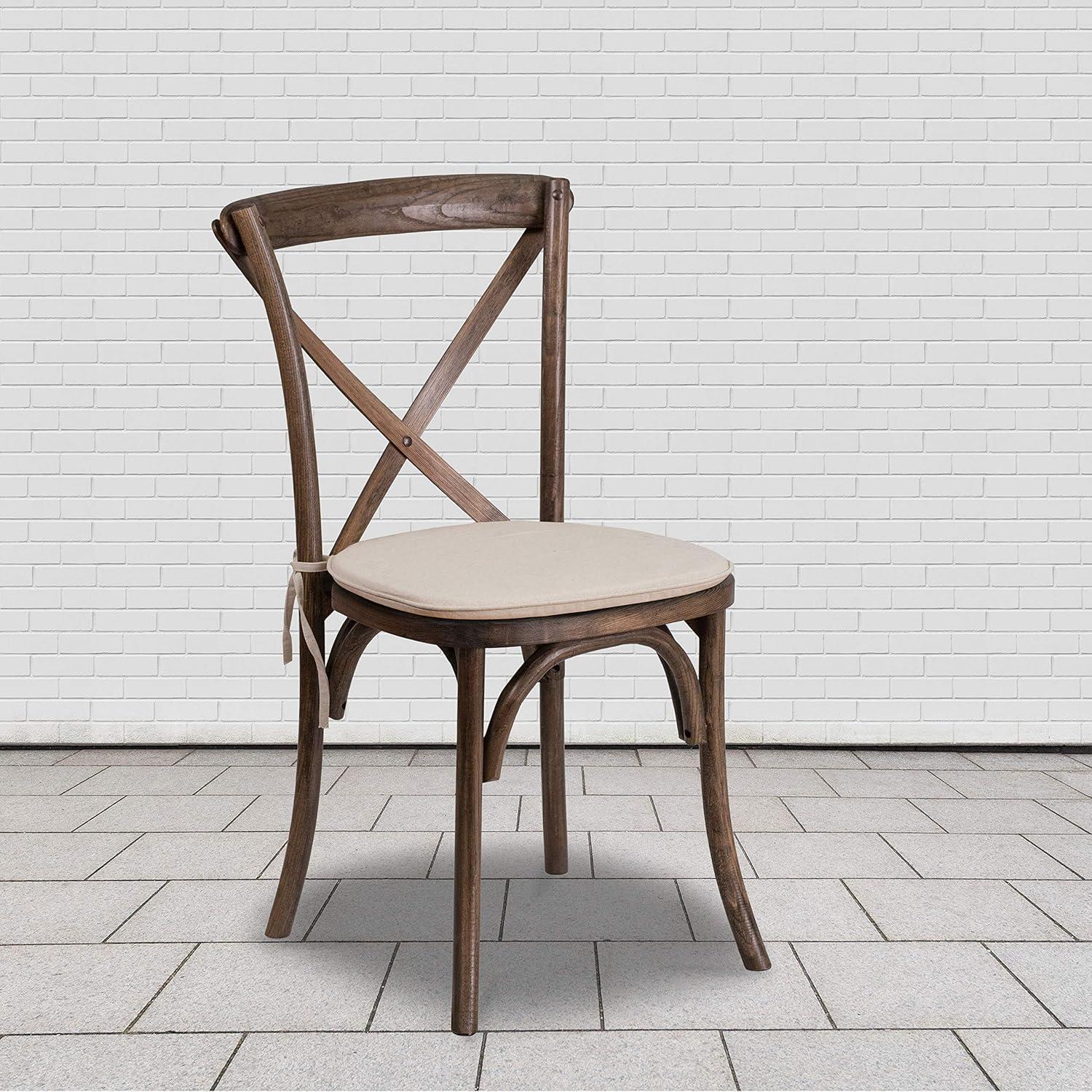 imageFlash Furniture HERCULES Series Stackable Early American Wood Cross Back Chair with CushionEarly American