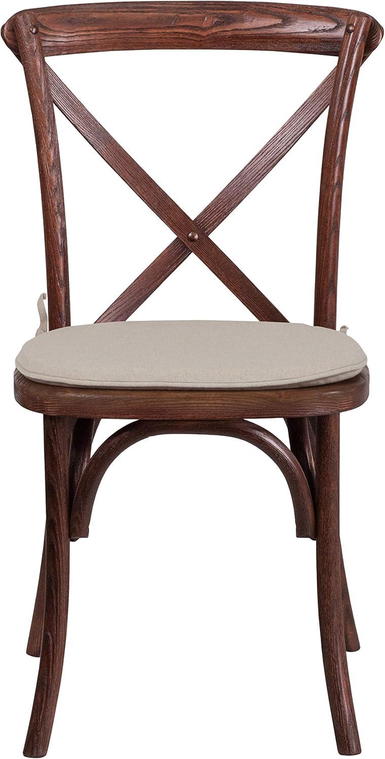 imageFlash Furniture HERCULES Series Stackable Early American Wood Cross Back Chair with CushionMahogany
