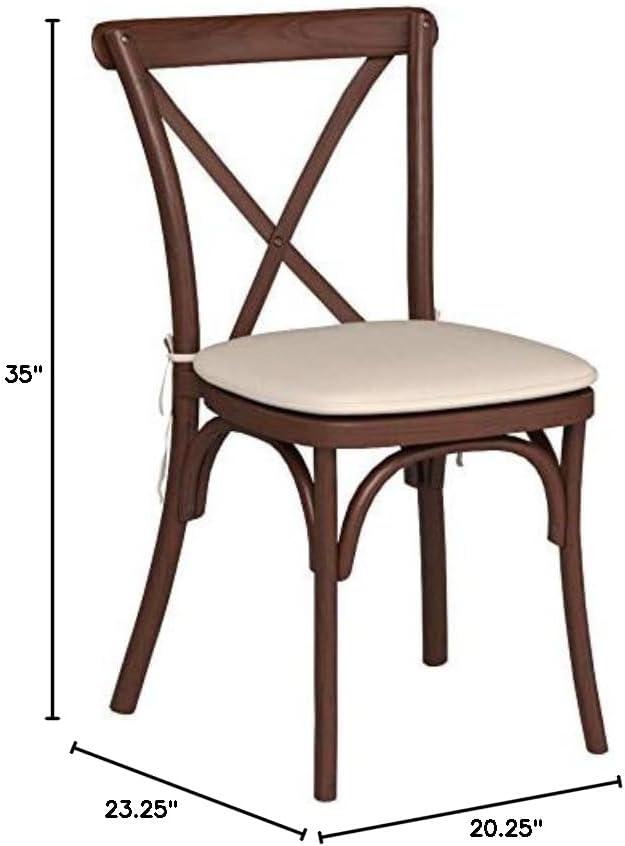 imageFlash Furniture HERCULES Series Stackable Early American Wood Cross Back Chair with CushionMahogany