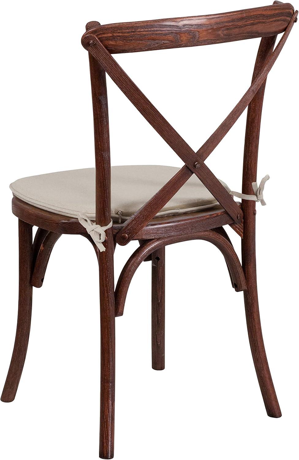 imageFlash Furniture HERCULES Series Stackable Early American Wood Cross Back Chair with CushionMahogany