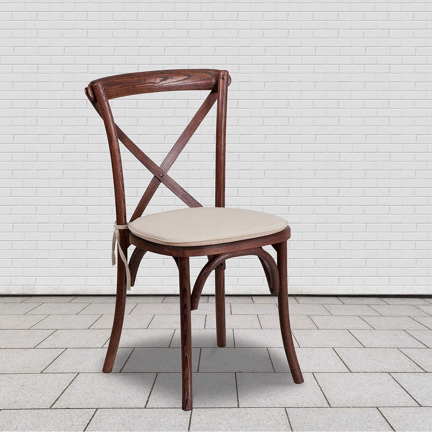 imageFlash Furniture HERCULES Series Stackable Early American Wood Cross Back Chair with CushionMahogany