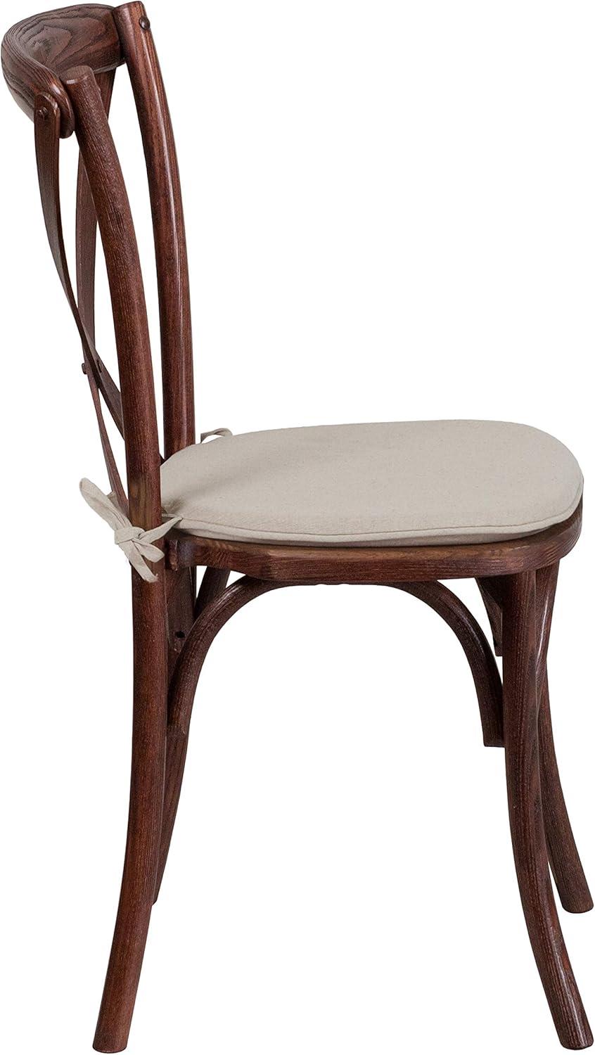 imageFlash Furniture HERCULES Series Stackable Early American Wood Cross Back Chair with CushionMahogany