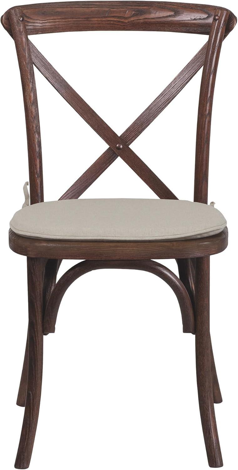 imageFlash Furniture HERCULES Series Stackable Early American Wood Cross Back Chair with CushionMahogany