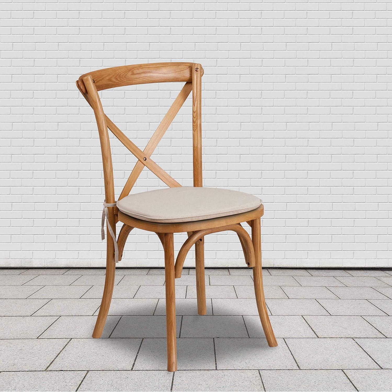 imageFlash Furniture HERCULES Series Stackable Early American Wood Cross Back Chair with CushionOak
