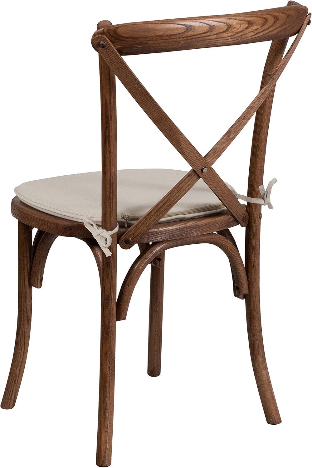 imageFlash Furniture HERCULES Series Stackable Early American Wood Cross Back Chair with CushionPecan