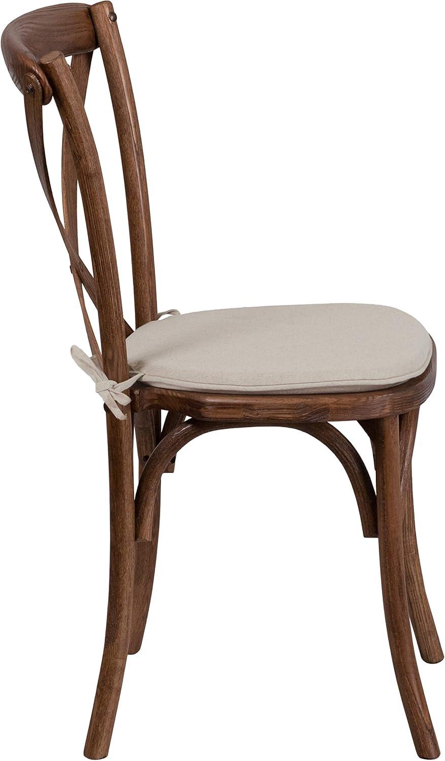 imageFlash Furniture HERCULES Series Stackable Early American Wood Cross Back Chair with CushionPecan
