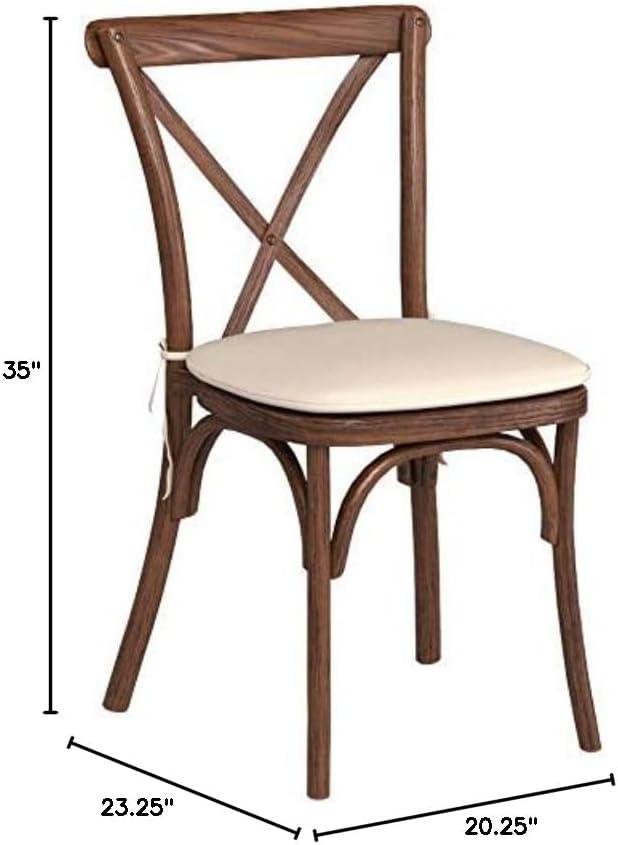 imageFlash Furniture HERCULES Series Stackable Early American Wood Cross Back Chair with CushionPecan