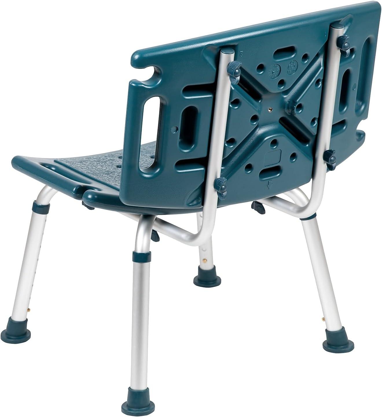 imageFlash Furniture HERCULES Series ToolFree and Quick Assembly 300 Lb Capacity Adjustable Gray Bath ampamp Shower Chair with Extra Large BackNavy