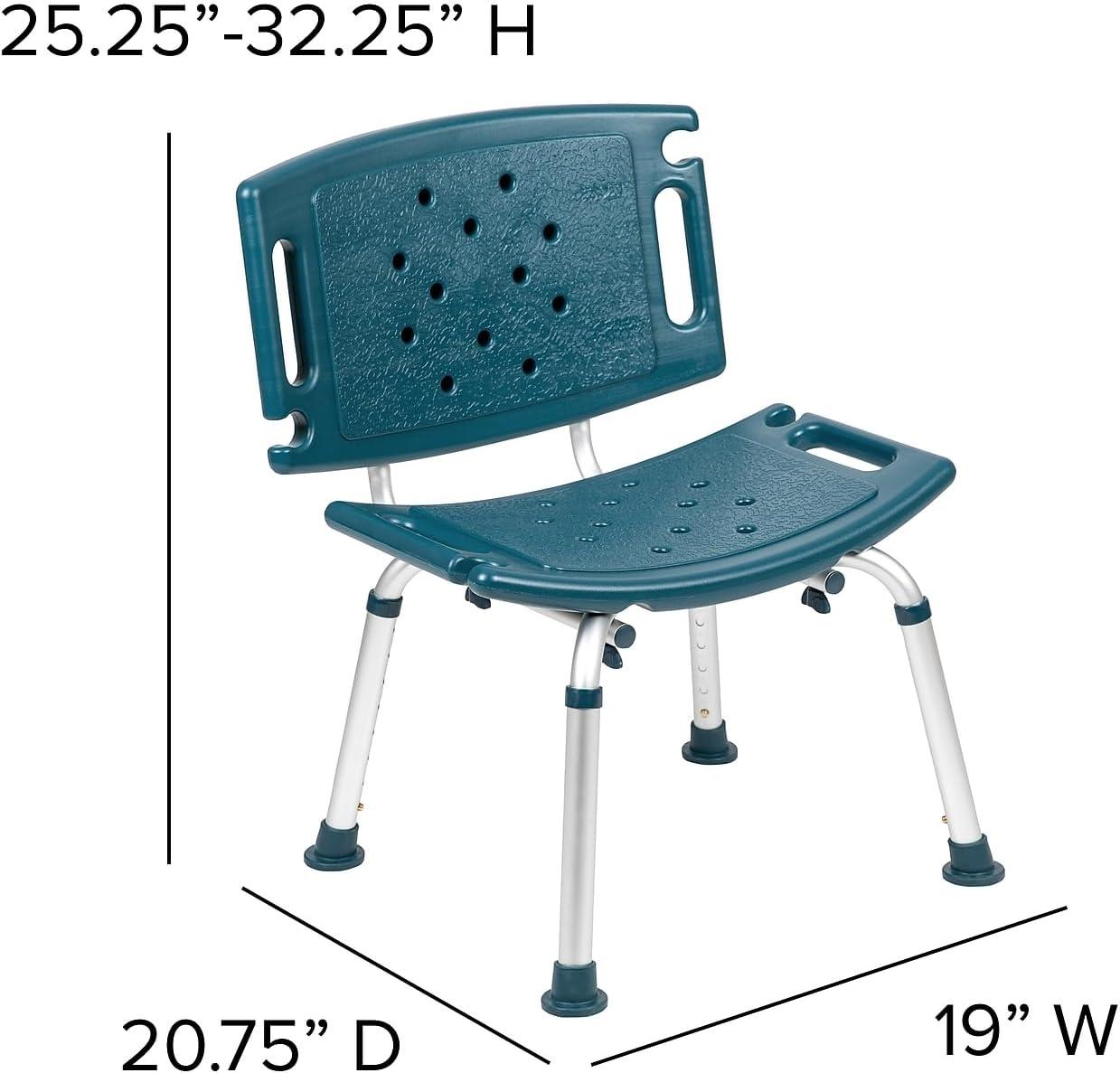 imageFlash Furniture HERCULES Series ToolFree and Quick Assembly 300 Lb Capacity Adjustable Gray Bath ampamp Shower Chair with Extra Large BackNavy