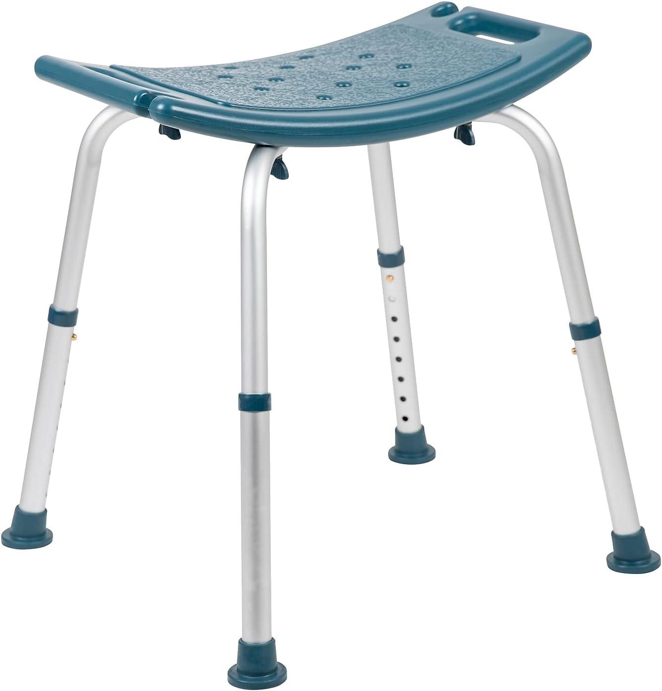 imageFlash Furniture HERCULES Series ToolFree and Quick Assembly 300 Lb Capacity Adjustable Gray Bath ampamp Shower Chair with Extra Large BackNavy