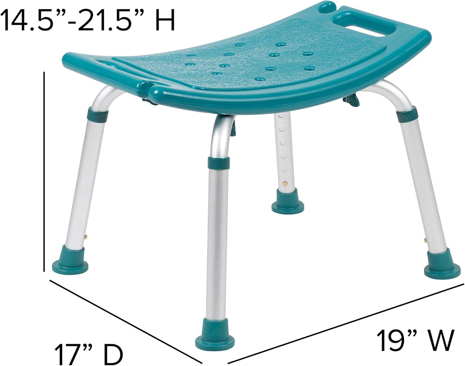 imageFlash Furniture HERCULES Series ToolFree and Quick Assembly 300 Lb Capacity Adjustable Gray Bath ampamp Shower Chair with Extra Large BackTeal