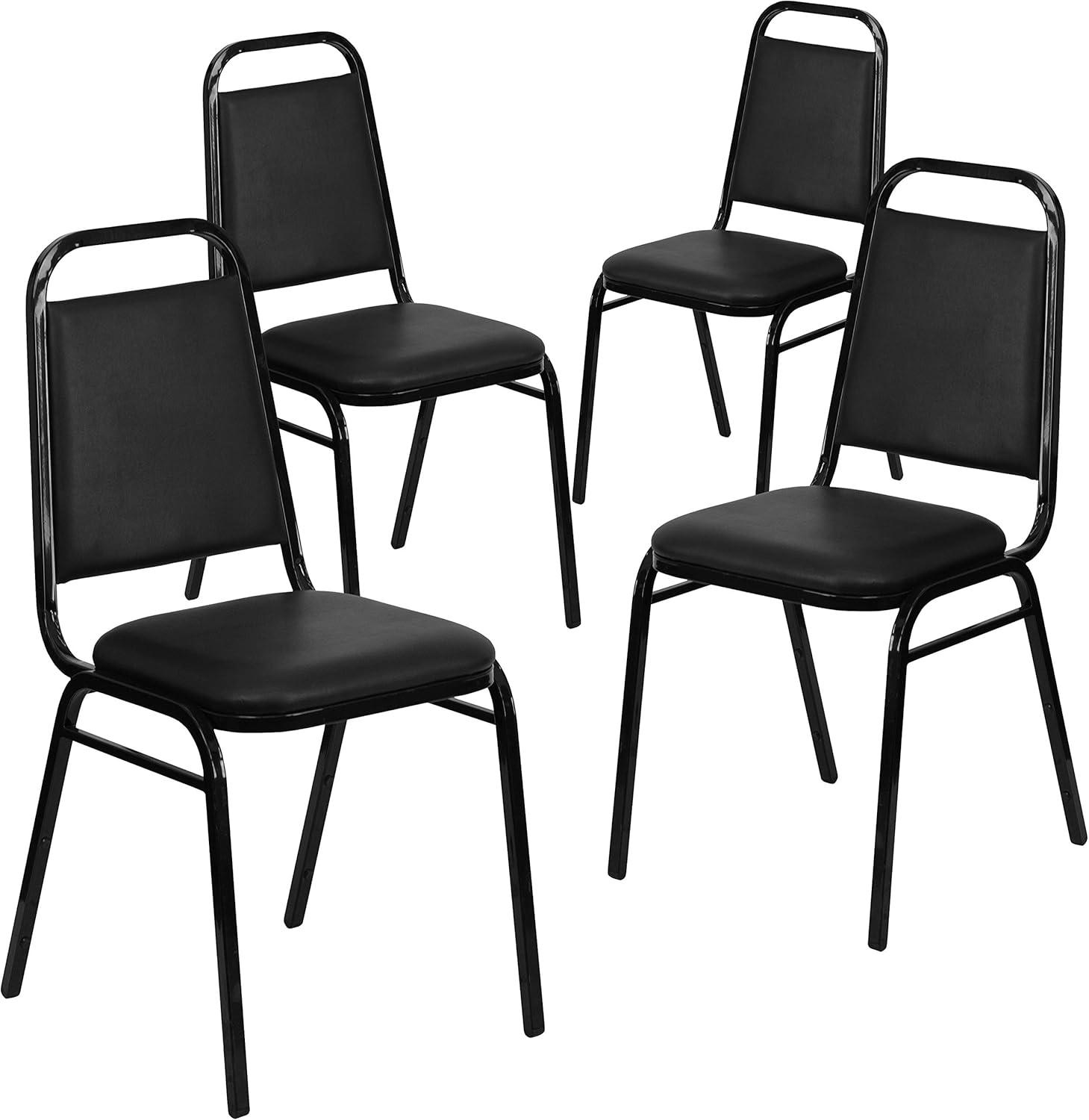 imageFlash Furniture HERCULES Series Trapezoidal Back Stacking Banquet Chair in Burgundy Vinyl Silver Vein FrameBlack VinylBlack Frame