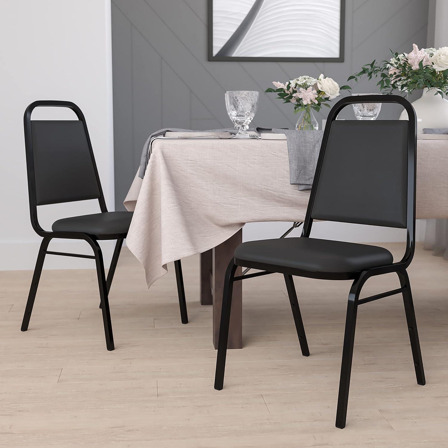imageFlash Furniture HERCULES Series Trapezoidal Back Stacking Banquet Chair in Burgundy Vinyl Silver Vein FrameBlack VinylBlack Frame