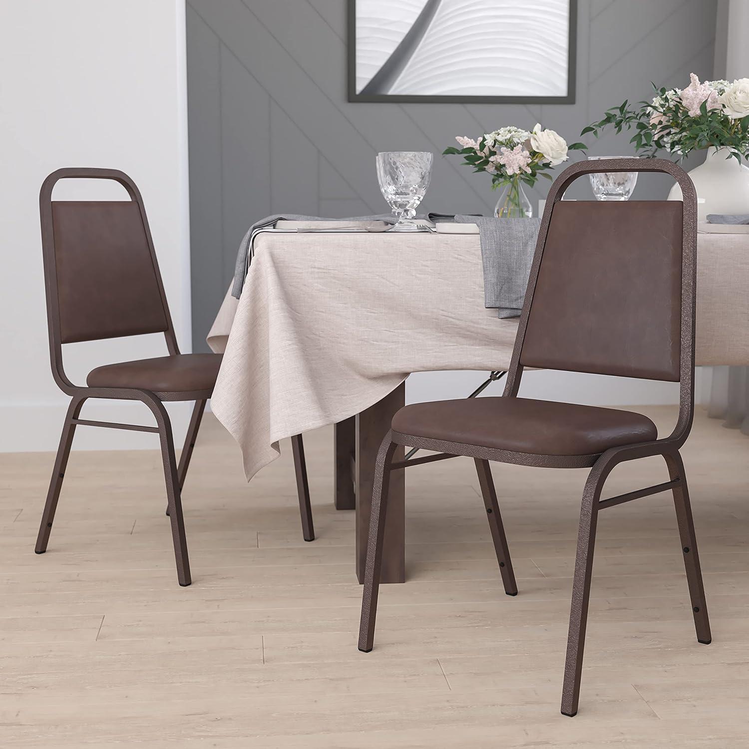 imageFlash Furniture HERCULES Series Trapezoidal Back Stacking Banquet Chair in Burgundy Vinyl Silver Vein FrameBrown VinylCopper Vein Frame